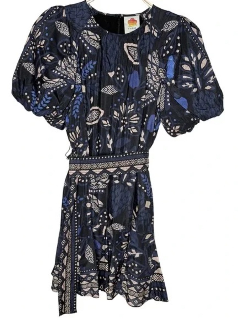 Farm Rio Macaw Forest Minidress Short Sleeve Mini Dress Black‎ Size S